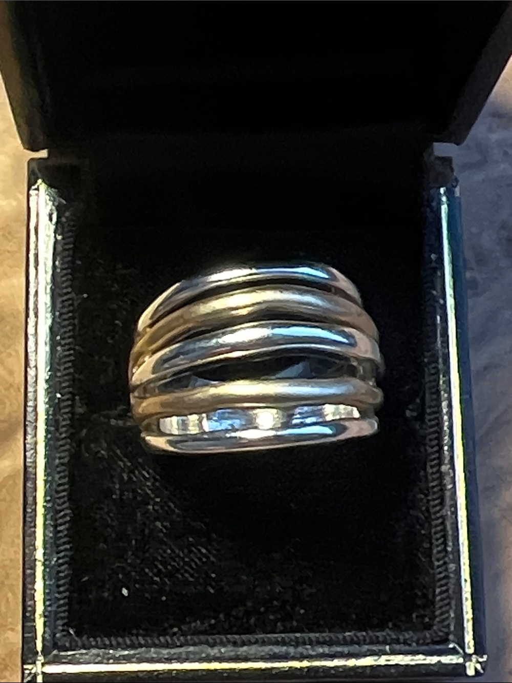 Polished Silver Two Toned Multi-Band Women's Ring